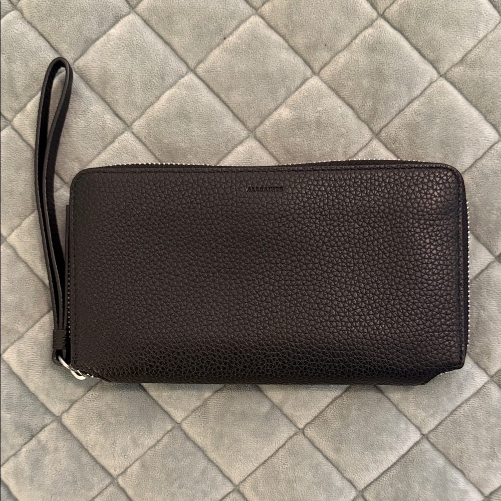 All Saints Fetch Leather Wallet Wristlet Phone Holder